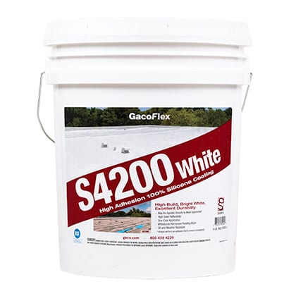GacoFlex S4200 White 100% silicone roof coating container used by Florida Coating Pros